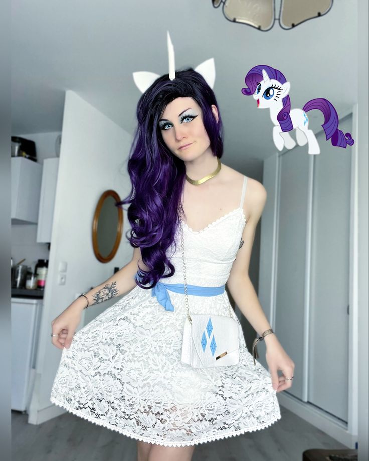 Rarity Mlp Cosplay, Rarity Halloween Costume, Human Rarity Fanart, Rarity Cosplay, Rarity Costume, Mlp Cosplay, My Little Pony Rarity, My Little Pony Costume, Mane 6