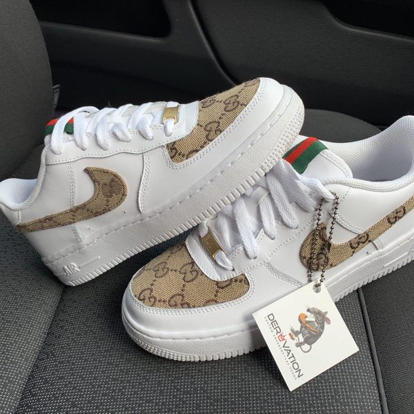 Custom Air Force 1 Gucci, Designer Air Force 1, Gucci Air Force 1 Custom, Gucci Air Force 1, Custom Air Force 1 Men, Air Force 1 Men, Business Sneakers, Kasut Nike, Sepatu Air Jordan