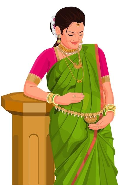 a woman in a green sari with gold jewelry on her neck and bracelets