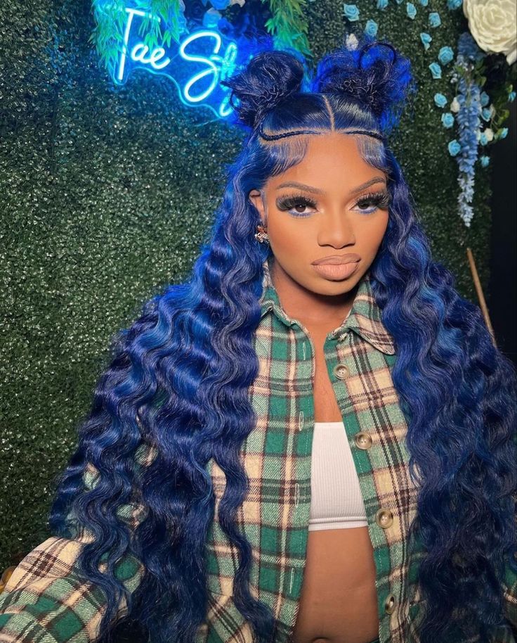 Blue Lace Front Wig, 19 Birthday, Lace Wigs Styles, Deep Wave Human Hair, Glamour Hair, Loose Deep Wave, Frontal Wig Hairstyles, Dyed Hair Inspiration, Birthday Hair