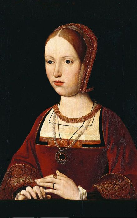 a painting of a woman wearing a red dress