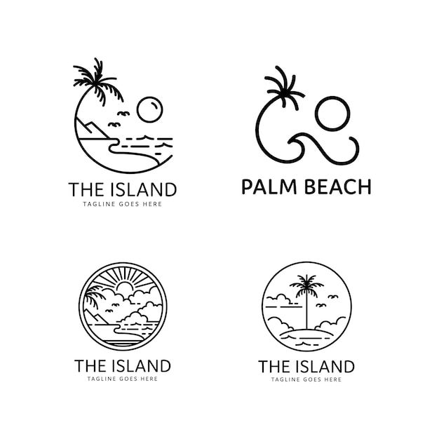 four logos for the island, palm beach and the island logo are shown in black and white