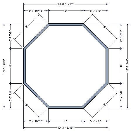 a drawing of an octagonal table with measurements