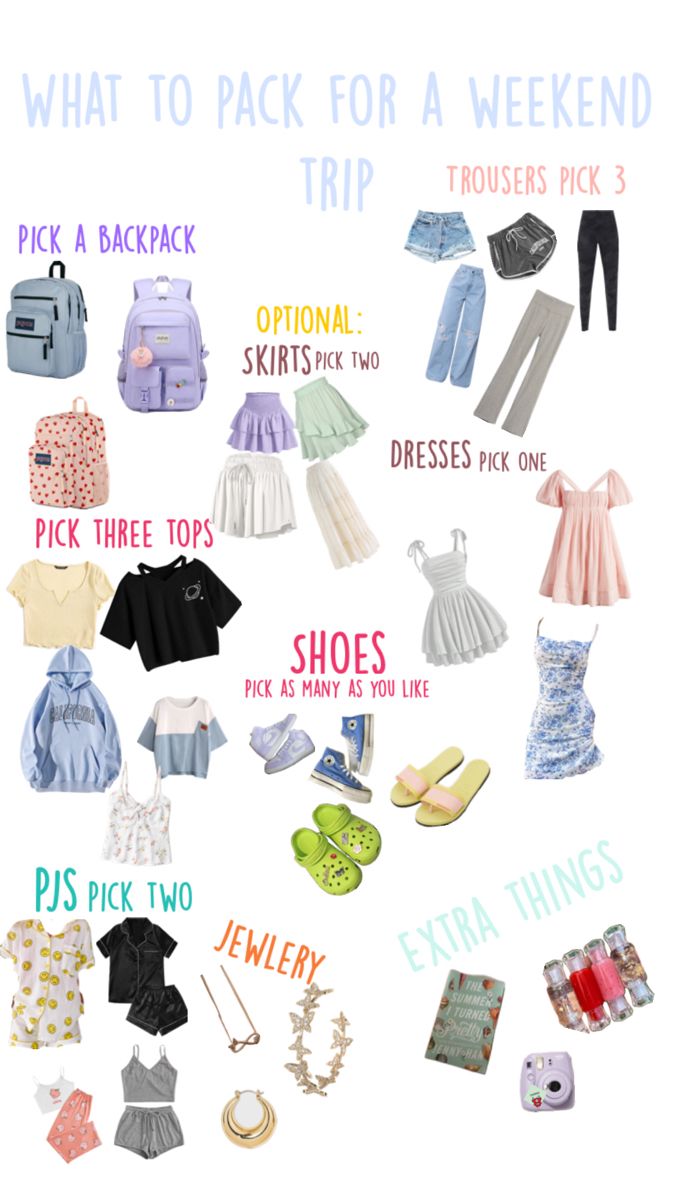 what to pack for a weekend trip in the usa with kids and toddlers info sheet