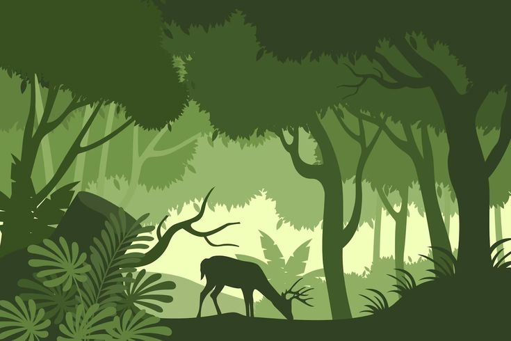 an illustration of a deer in the forest