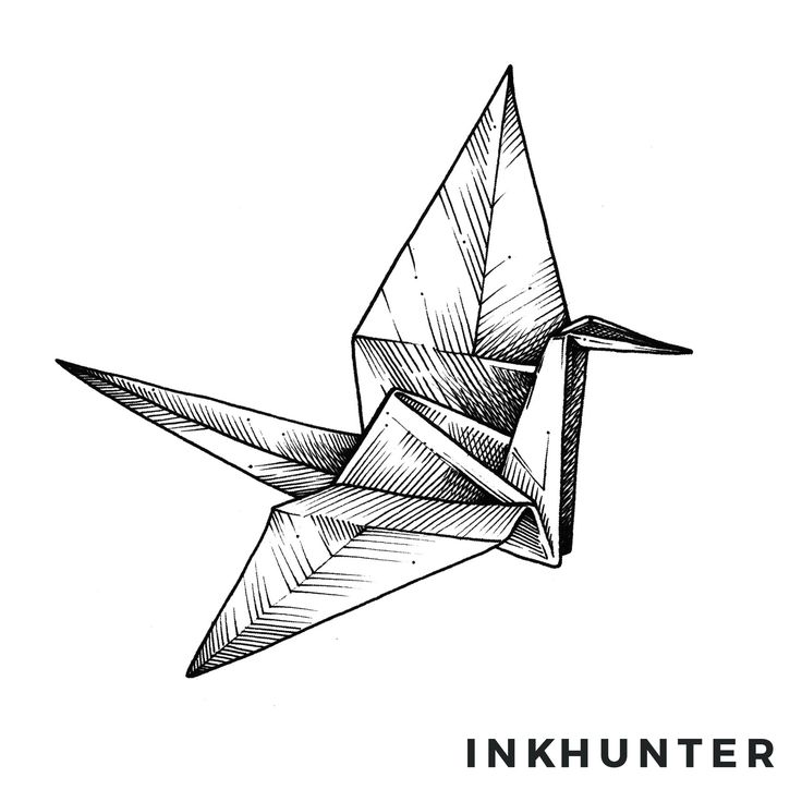 an origami bird with the words inkhunter on it's side