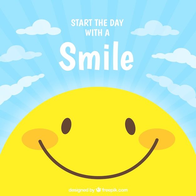 a yellow smiley face with the words start the day with a smile