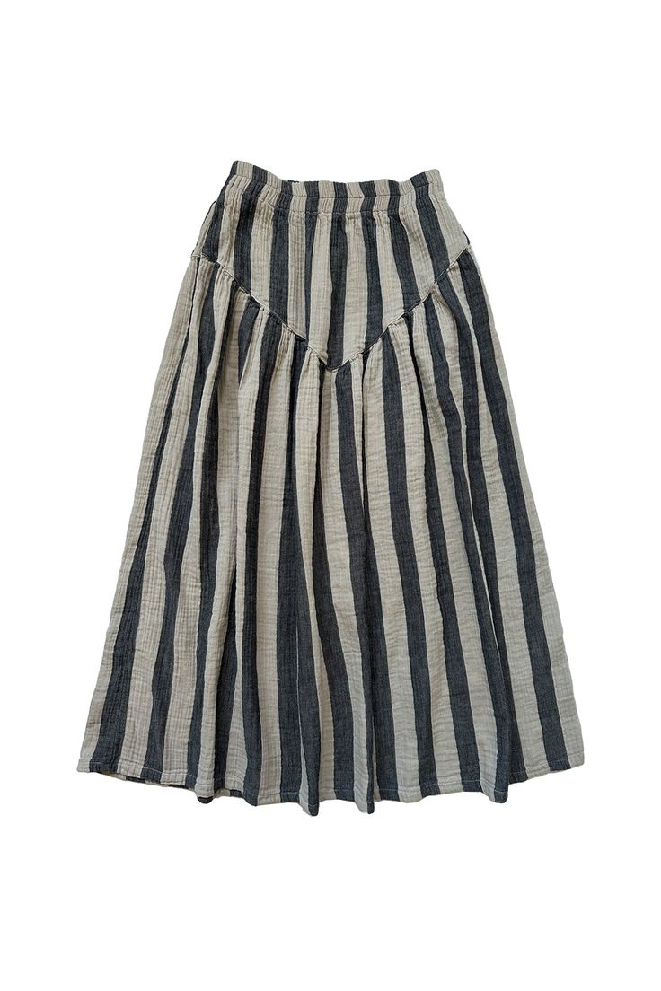 Meet the Jessie skirt in our best selling double gauze in a new custom thick stripe. We think she's a little bit county, and a lot cute. Pairs well with sandals or your favorite cowboy boots. Side seam pockets and an elastic waist (stretches an additional 6".) The Jessie skirt is a new style made in very limited editio Double Gauze, Stripe Skirt, Up Girl, Mode Inspiration, New Wardrobe, Dream Clothes, Look Cool, New Style, Karl Lagerfeld