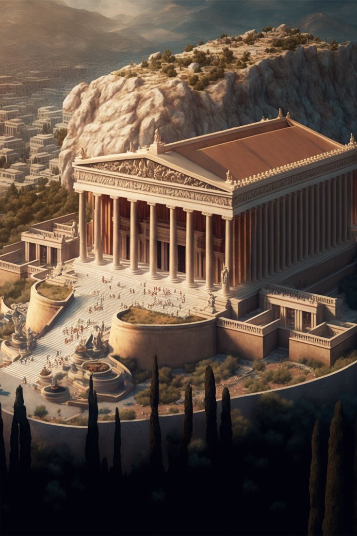 an artist's rendering of the acrobatic temple in ancient greek architecture