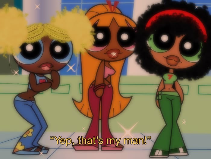 the powerpuff girls are talking to each other