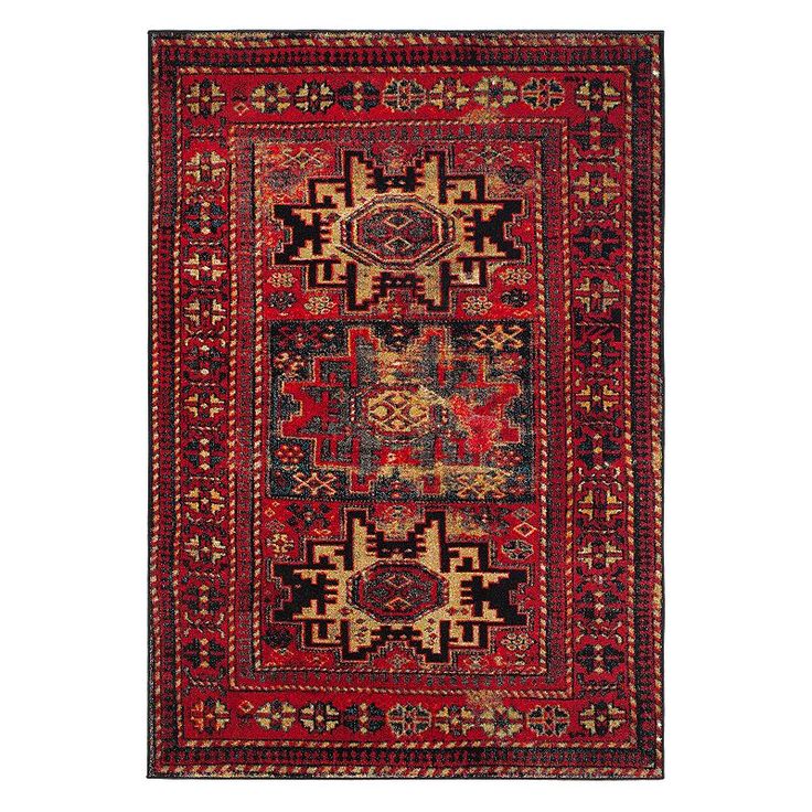 Lend a refined look of distinction to your decor with this Safavieh Vintage Hamadan Sandor Framed Medallion rug. In red/multi.Click this HOME DECOR & FURNITURE GUIDE to find the perfect fit and more!FEATURESPowerloomedDurable frieze pileAntique patinaFramed borderMedallion patternCONSTRUCTION & CAREPolypropyleneJute weft backingPile height: 0.5''Spot cleanImportedAttention: All rug sizes are approximate and should measure within 2-6 inches of stated size. Pattern may also vary slightly. This rug Southwestern Area Rugs, Persian Motifs, Red Team, Medallion Rug, Living Room Rugs, Persian Area Rugs, Red Area Rug, Boys Bedroom, Persian Carpet