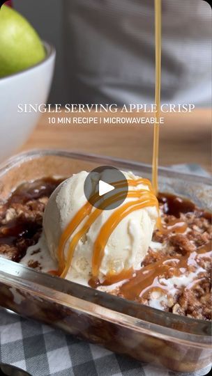 an ice cream sundae is being drizzled with caramel