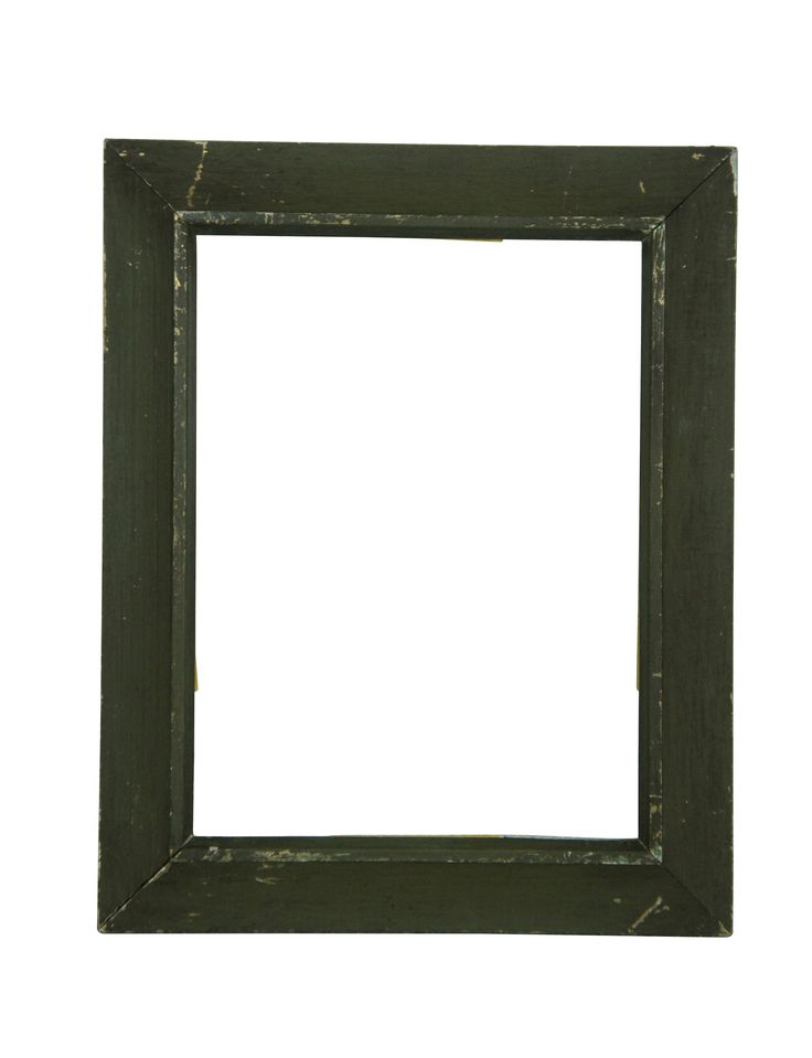 an old green wooden frame on a white background