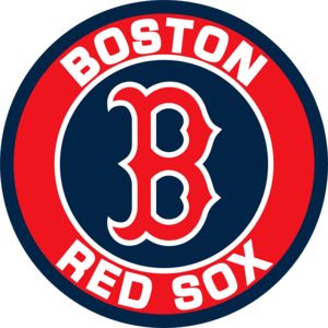 the boston red sox logo is shown in blue, red and white with text that reads boston red sox