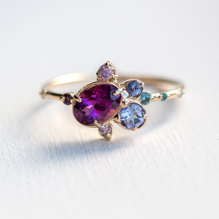 Wild Berry Jam Cluster Ring in Solid 14k Yellow Gold by Melanie Casey Jewelry Melanie Casey, Berry Jam, Kay Jewelry, Rings Unique, Unique Accessories, Tanzanite Ring, Gold Jewelry Indian, Wild Berry, December Birthstone