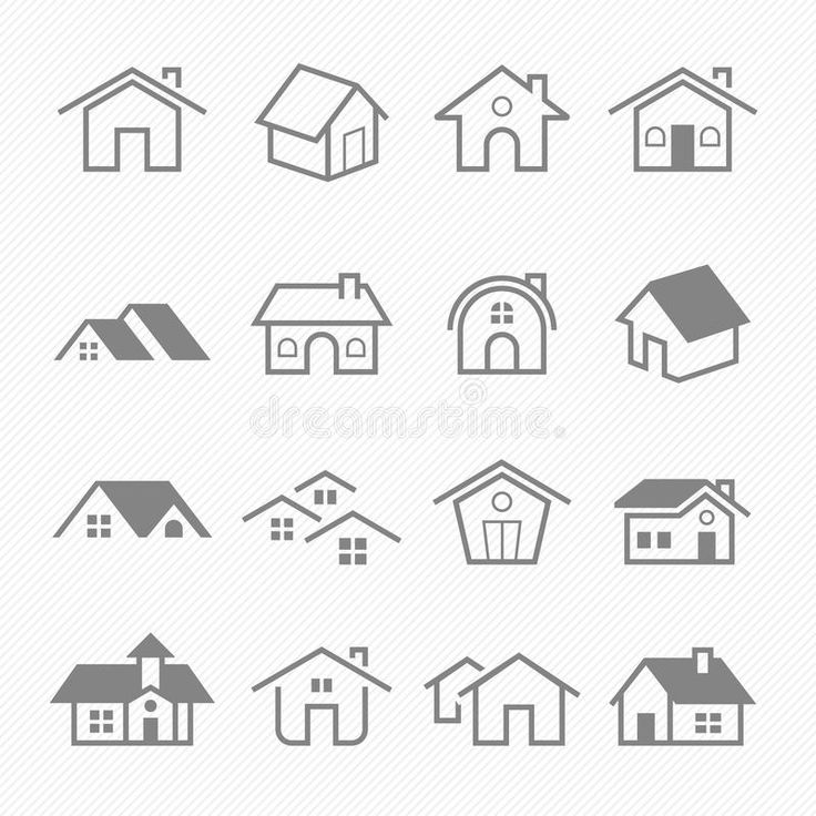 house icons set in grey on white background