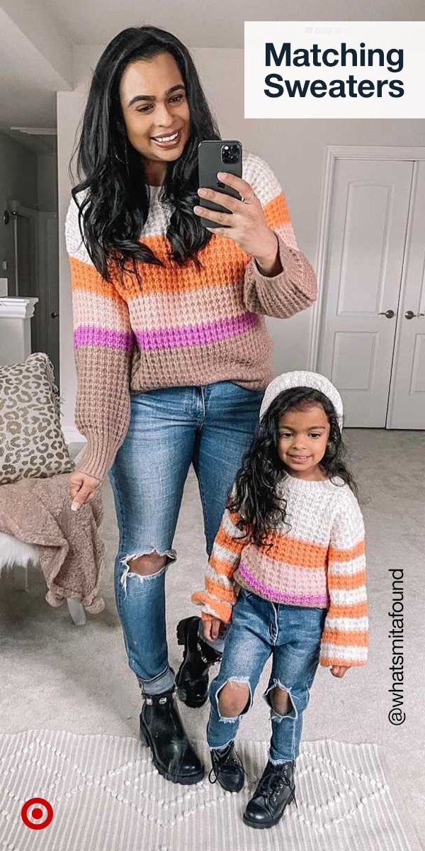 Cute Matching Mom And Daughter Outfits, Mommy And Me Sweaters, Mama And Daughter Outfits, Momma And Daughter Matching Outfits, Mommy And Me Fashion, Matching Outfits For Mom And Daughter, Shein Mommy And Me Outfits, Mom And Daughter Fall Outfits, Mama And Me Outfits