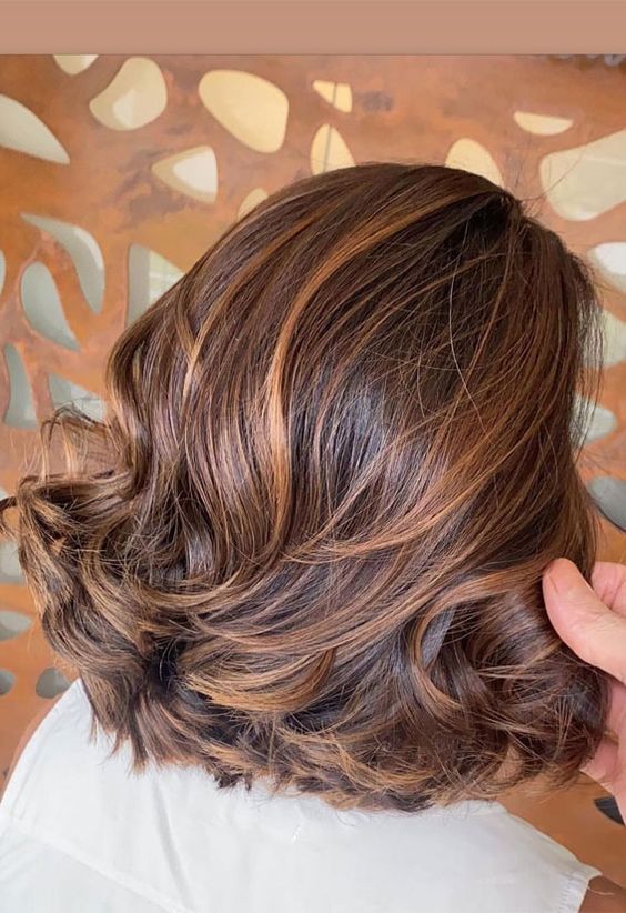 Chestnut Brown Hair With Red Highlights, Short Hair Styles Highlights, Hair Cut And Color Trends, Medium Length Copper Brown Hair, Short Hair Color 2023 Trends, Hair Colour Ideas Highlights, Short Hair With Dye, Colour For Short Hair, Chestnut Brown Short Hair