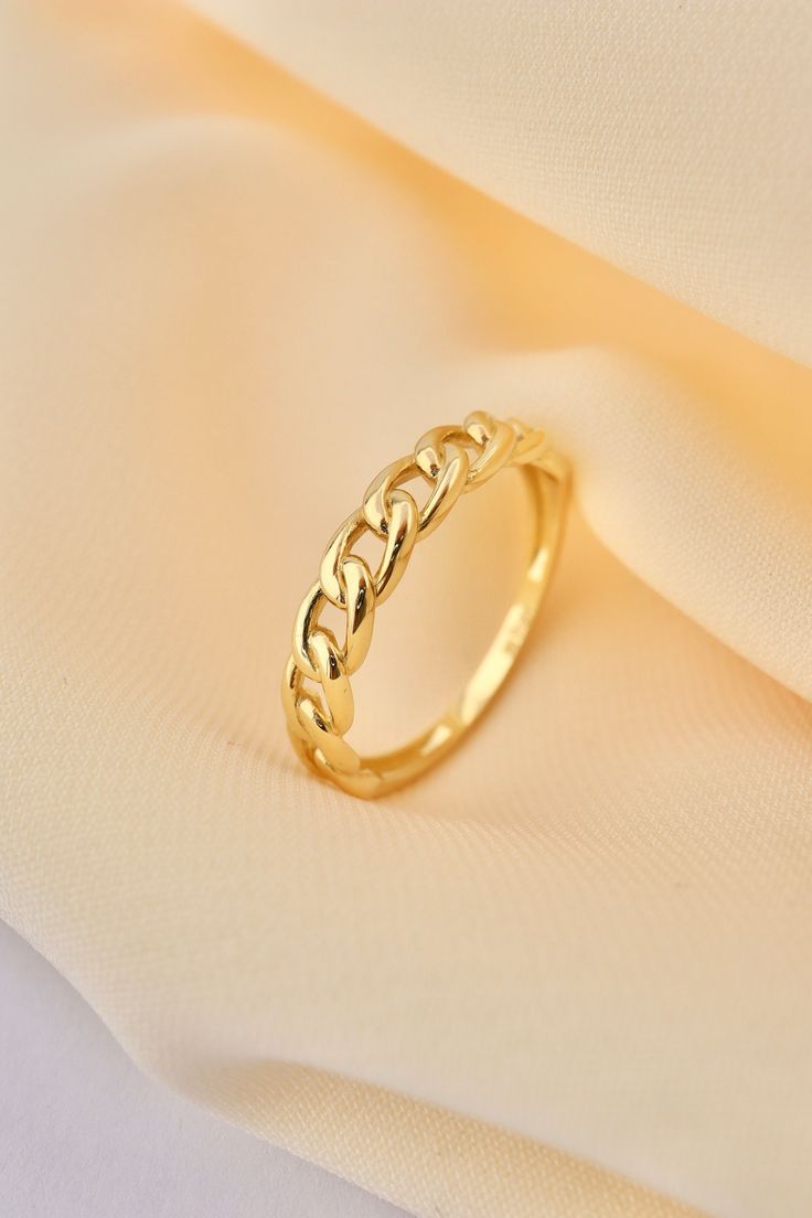 Gold Chain Ring - Chain Ring- Chunky Ring - Everyday Ring - Minimalist Wedding Band- Curb Chain Ring - Cuban Link Rink- Gift For Her This solid gold dainty ring is made entirely from 14k solid gold. * Jewelry is packaged and shipped in a delicate jewelry gift box. * If you are purchasing it as a gift, please feel free to add a personal note. Anniversary, Gift For Wife, Christmas Gift Gold Kt: 14K solid gold * Available Gold Color:  * Guaranteed Authentic 14k Gold, Not Plated Or Filled * Stamp: 1 Curb Chain Ring, Fine Jewelry Rings With Adjustable Chain For Formal Occasions, Luxury White Gold Chain Ring For Wedding, Simple Gold Plated Rings For Wedding, Simple Gold Plated Wedding Rings, Simple Design Gold Plated Wedding Rings, Simple Gold-plated Wedding Rings, Elegant Yellow Gold Chain Ring For Formal Occasions, Formal 14k Gold Rings With Adjustable Chain