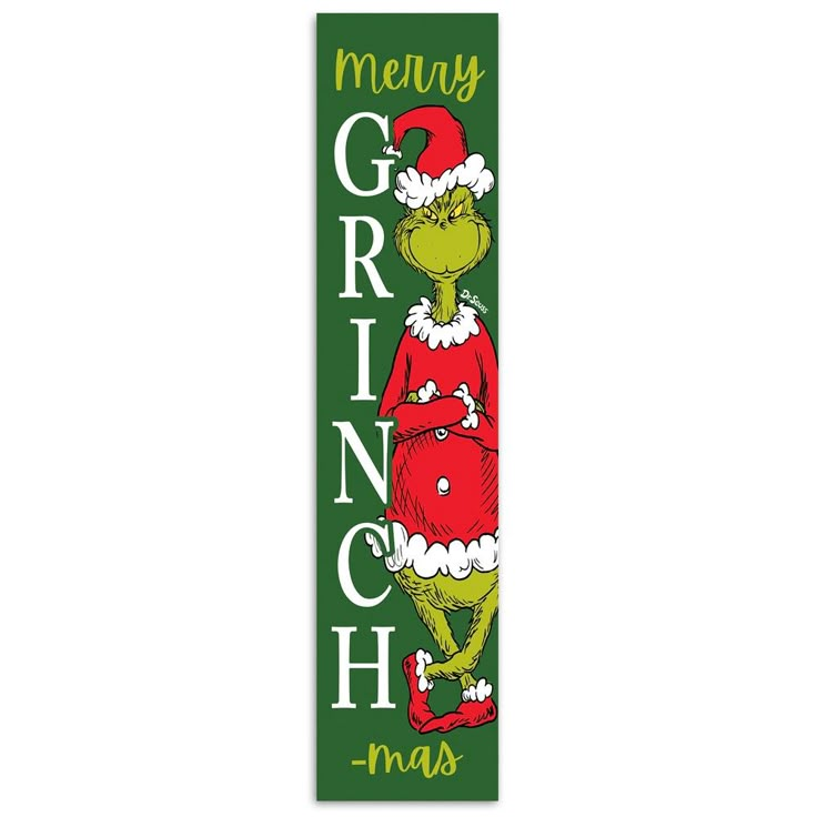 a christmas sign with the grinch on it's face and words merry grinch