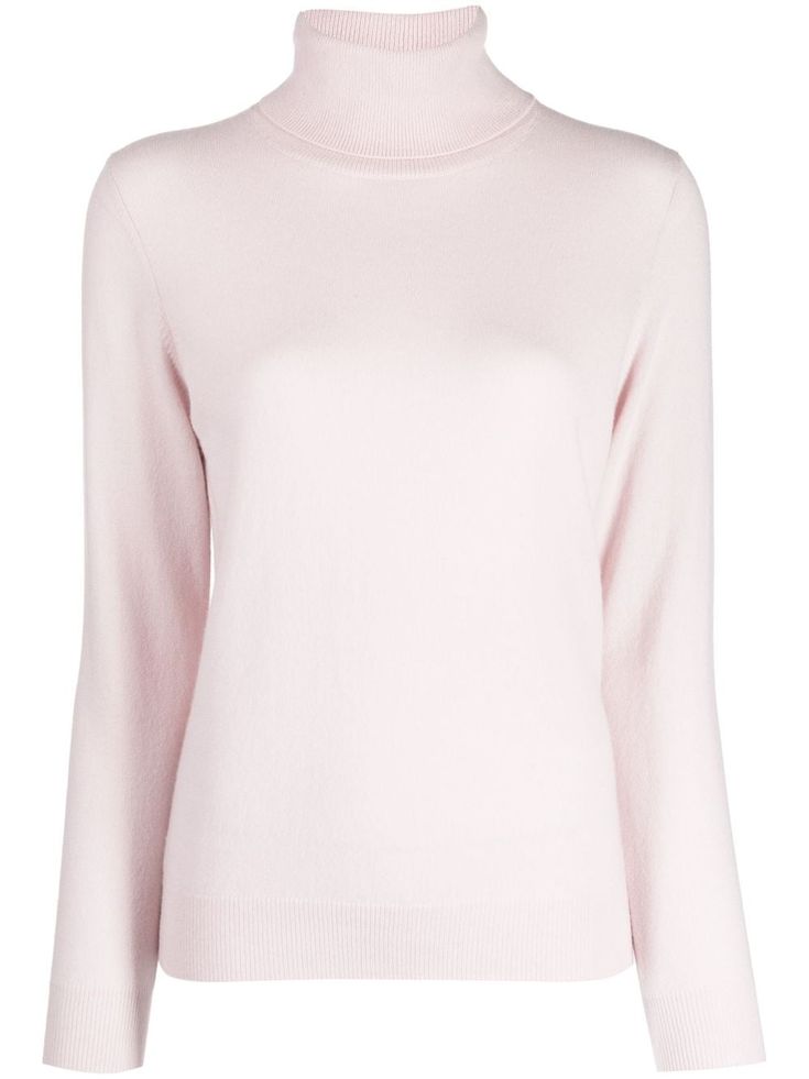 rose quartz pink cashmere ribbed knit roll neck long sleeves straight hem Farfetch Sweater, Baby Pink Sweater, Pink Turtle, Pink Turtleneck, Quartz Pink, Turtleneck Shirt, Roll Neck Sweater, Roll Neck, Winter 2024