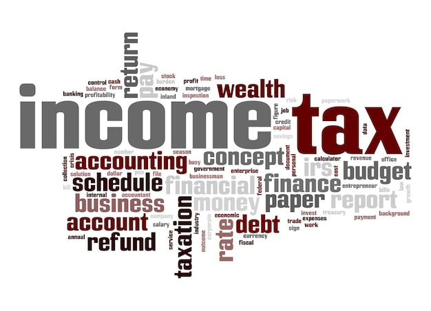 a word cloud with the words tax written in it