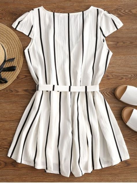 Romantic Maxi Dress, Belted Romper, Plunging Neck, Teenager Outfits, Cute Summer Outfits, Mode Inspiration, Outfits For Teens, Playsuit, Women's Fashion Dresses