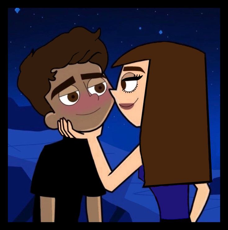 an animated image of two people kissing in the night