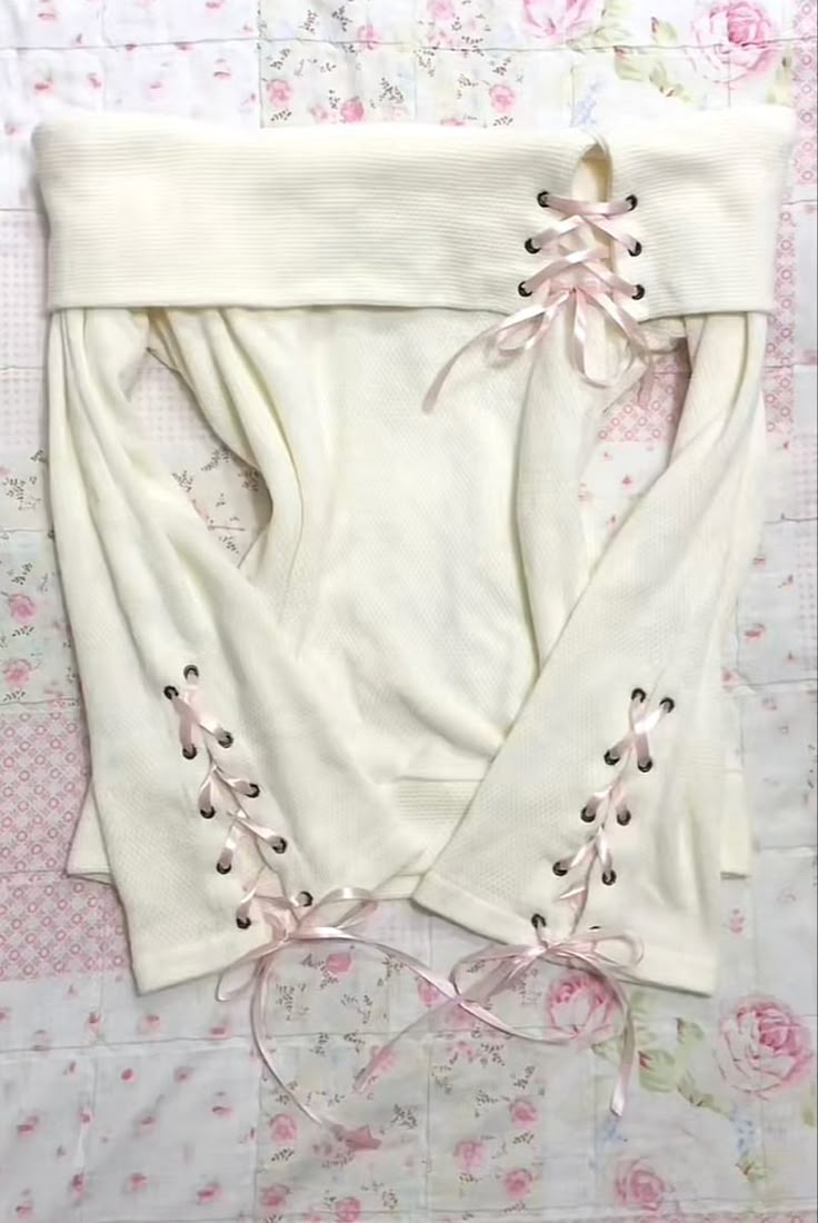 Kawaii Dress Outfit Ideas, Y2k Off Shoulder Top, Lace Up Sweater, Cute Tops Coquette, Love Shack Fancy Top, Pink Coquette Outfit Aesthetic, Pink Coquette Winter Outfits, Coquette Top Outfit, Love Core Fashion