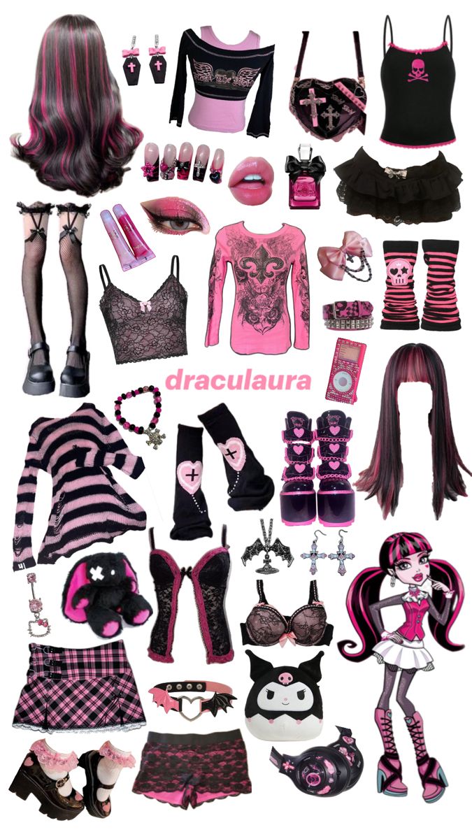 Emo Costumes Halloween, Monster High Aesthetic Outfit, Draculaura Halloween, Draculaura Aesthetic Outfit, Draculaura Costume, Fnaf Costume, Scene Core, Pretty Halloween, Fandom Outfits