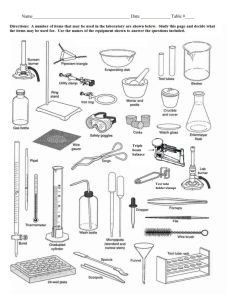 some science equipment are shown in this black and white illustration, with the words common laboratory equipment