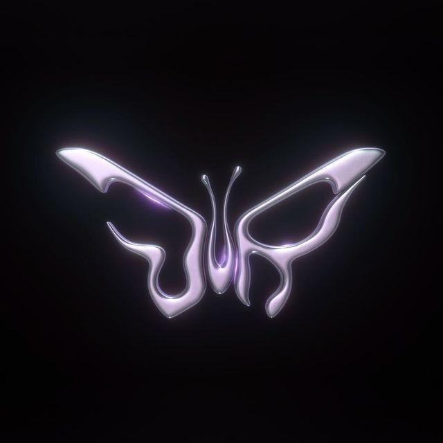 the butterfly logo is glowing in the dark