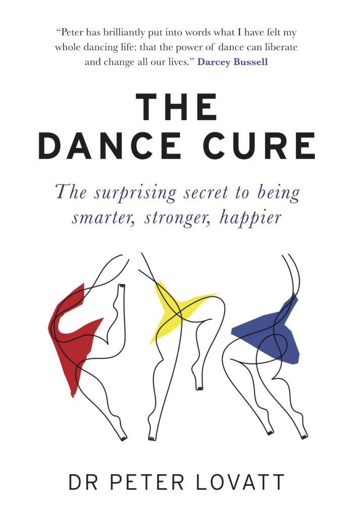 the book cover for the dance curve by dr peter lovatt, with an image of two women dancing