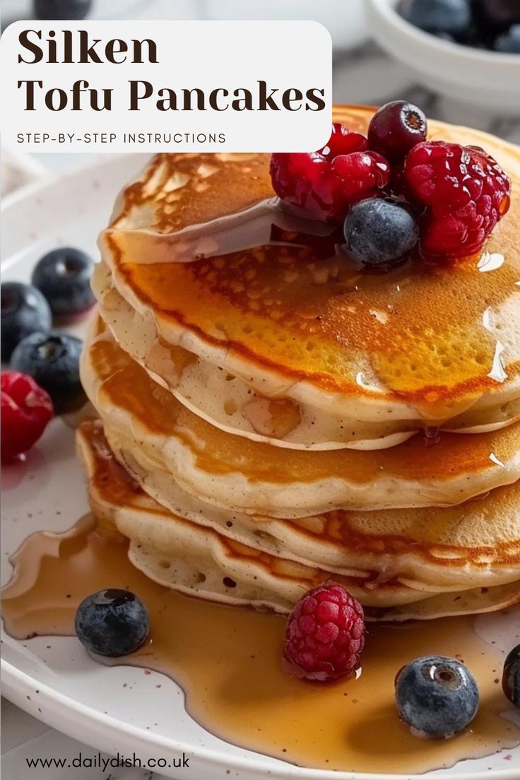 Silken Tofu Pancakes Silken Tofu Pancakes, Vegan Buttermilk Pancakes, Silken Tofu Breakfast, Tofu Pancakes, Breakfast Tofu, Silken Tofu Recipes, Tofu Breakfast, Light And Fluffy Pancakes, Freeze Pancakes