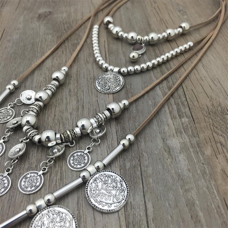 Tribal Plate Necklace +Silver plated Coins +Long String Leather +Ethnic Jewelry Free Vibes, Western Necklace, Boho Statement Necklace, Western Necklaces, Hemp Necklace, Stacked Necklaces, Coin Pendant Necklace, Multi Layer Necklace, Plate Necklace