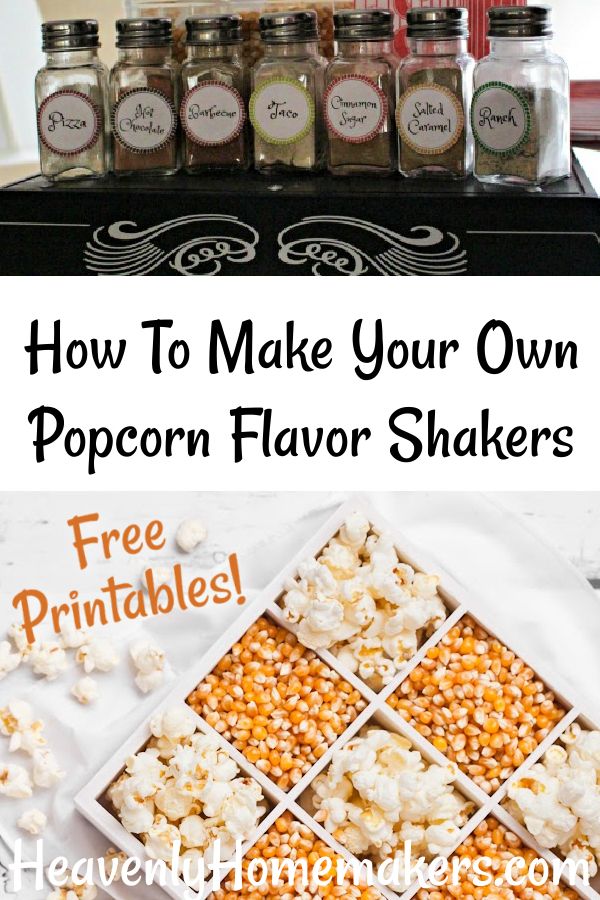 how to make your own popcorn flavor shakers at home with free printables