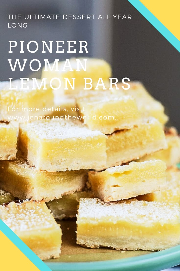 lemon bars stacked on top of each other in front of the words, the ultimate dessert all year long