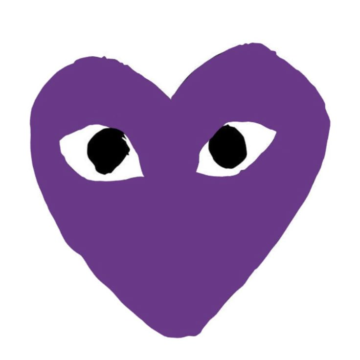 a purple heart with two large eyes