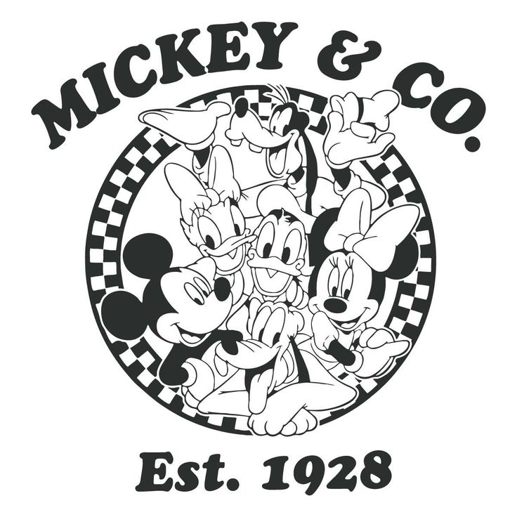 mickey mouse and friends logo with the words mickey's & co est 1932 on it