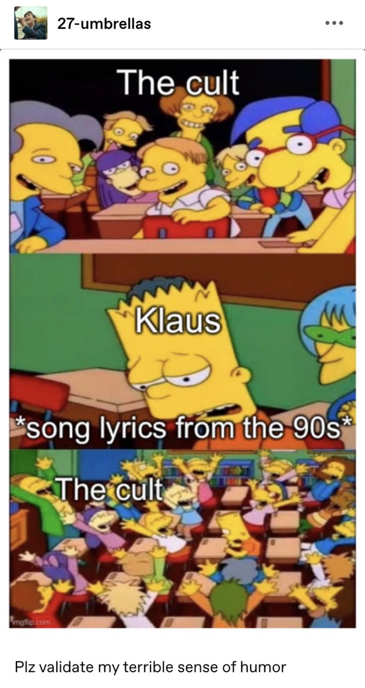 an image of simpsons and the simpsonss with caption that reads, the cult klau