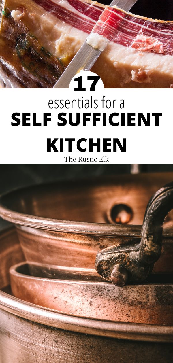 Wanting to become more self sufficient but feel like you need a commercial kitchen to get there? You don't. Here are 17 essentials for anyone striving for self reliance or trying to homestead. Homestead Kitchen Organization, Rustic Homestead Kitchen, Homestead Kitchen Ideas, Cheap Homestead Ideas, Modern Homestead Kitchen, Self Reliance Living, Diy Homestead Ideas, Homestead Kitchen Aesthetic, Homestead Kitchen Essentials