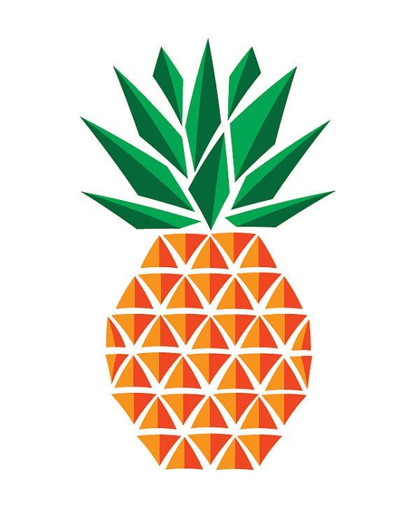 an orange and green pineapple with geometric shapes