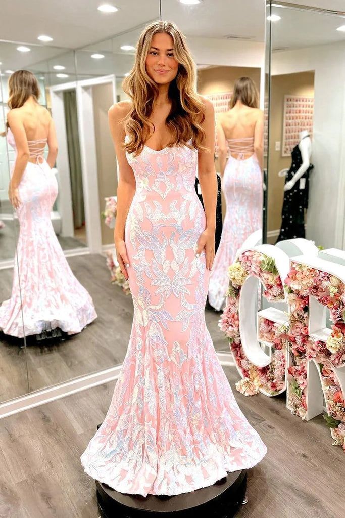 White And Pink Prom Dress, Pink Mermaid Hem Prom Dress, Pink Strapless Mermaid Dress For Wedding, Fun Prom Dress, Pink Mermaid Dress With Sweetheart Neckline For Prom, Pink Fitted Strapless Mermaid Dress, Prom Dress 2024, 2024 Prom Dresses, Prom Dresses Teal