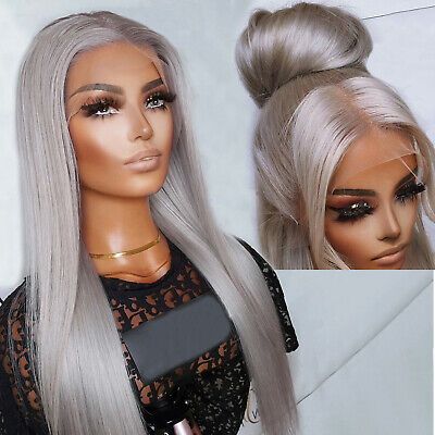 Natural Hair Wigs, Grey Wig, Synthetic Lace Wigs, Colored Wigs, Straight Lace Front Wigs, Lace Closure Wig, Brown To Blonde, Frontal Wig, Synthetic Lace Front Wigs