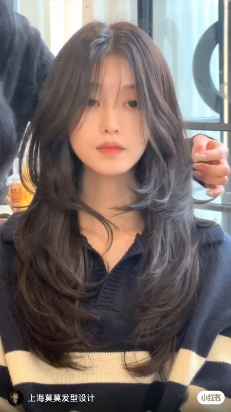 Korean Womens Haircuts, Korean Haircuts Long Hair, Korean Haircut Ideas For Long Hair, Korean Haircut Women Long, Asian Cute Hairstyles, Korean Woman Haircut, Long Haircut Korean Style, Asian Curtain Bangs Long Hair, Long Haircut Asian