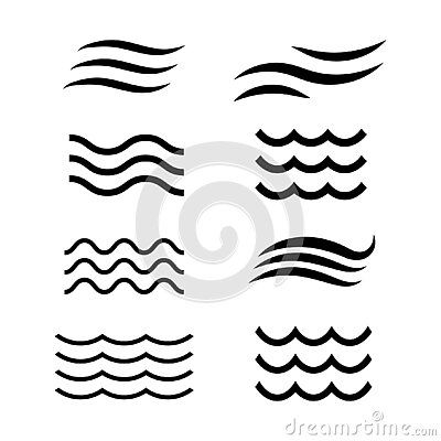 the different types of water waves on white background stock images, clippings and illustrations