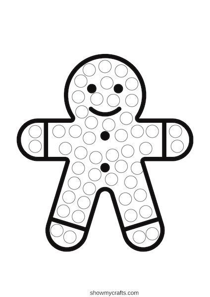 the gingerbread man is made out of paper and has circles on it, as well as