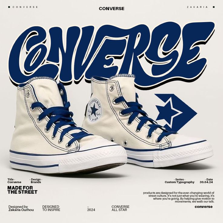 Converse Poster Design, Custom typography Sponsorship Poster Design, Shoe Branding Design, Converse Advertisement, Shoes Poster Design Ideas, Fashion Brand Poster, Sneaker Branding, Shoe Poster Design, Converse Poster, Shoes Poster Design