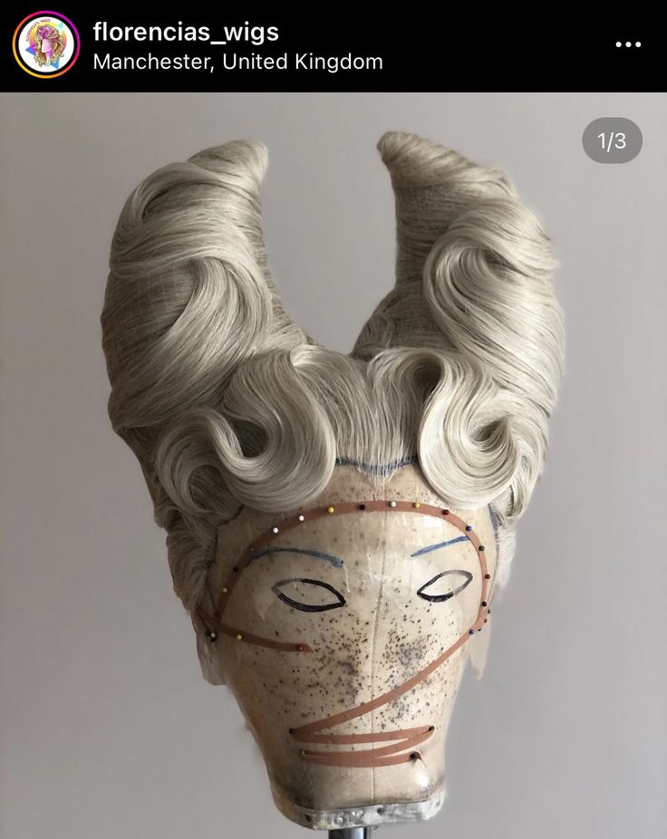 Braided Horns Hair, Horn Reference Character Design, Cone Hairstyle, Hair Horns Hairstyles, Drag Wigs Styling, Horn Hairstyle, Horns Hairstyle, Rococo Hair, Hair Sculpting