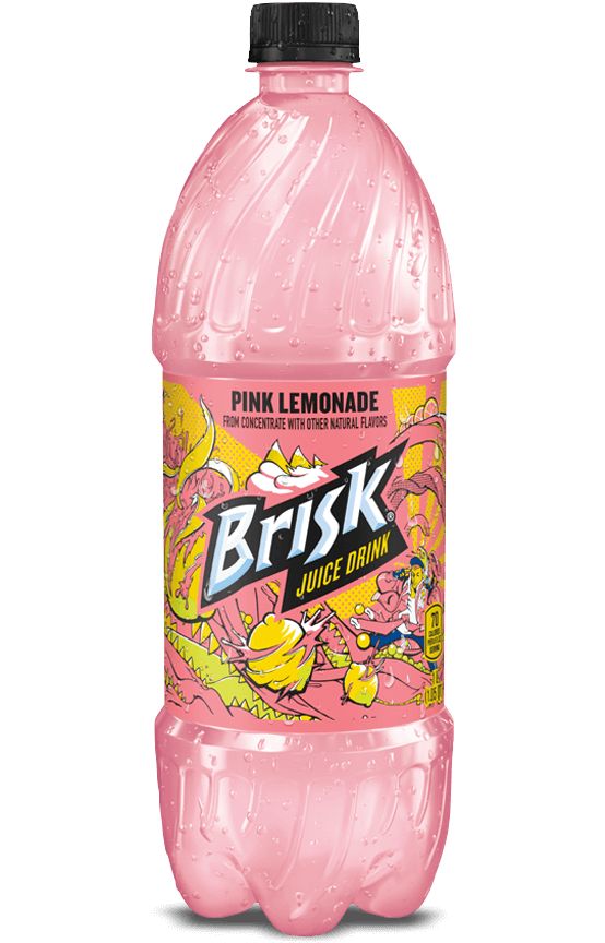 pink lemonade drink with dragon design on the top and bottom, in a plastic bottle